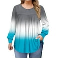 thumbnail image 2 of Heisall Womens Plus Size Tops Long Sleeve Round Neck Loose Casual Ombre T-Shirts Home Daily Wear, 2 of 6
