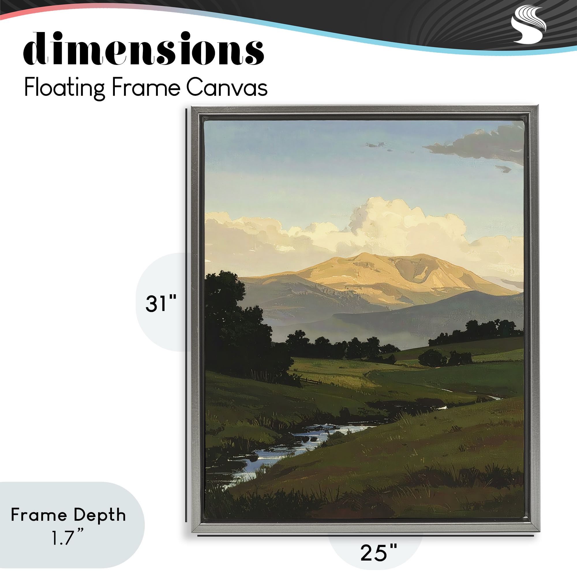 Stupell Industries Across The Valley Nature Gray Framed Floater Canvas Wall Art, design by Alonza Saunders