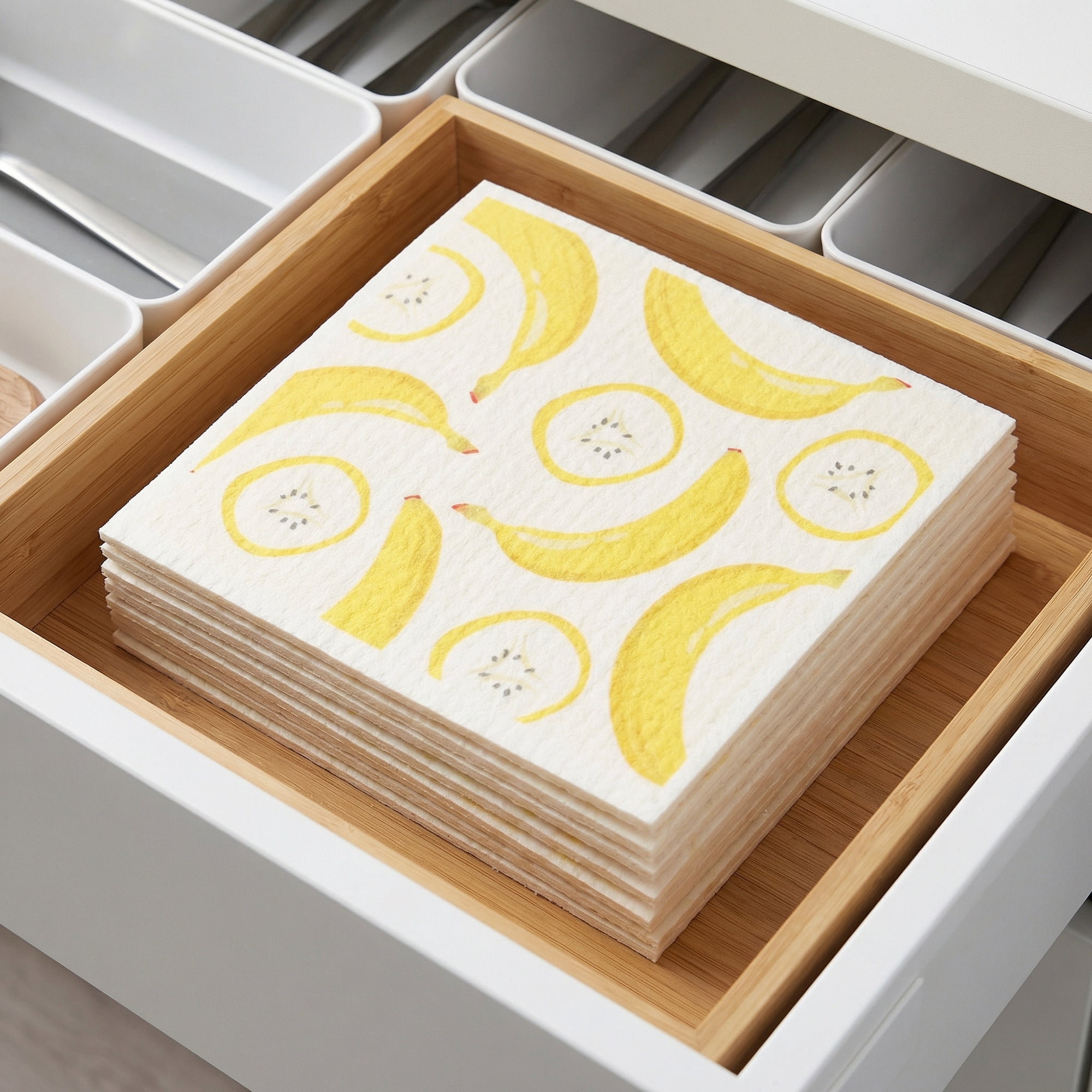 Unique Bargains Reusable Swedish Dish Cloths Banana 6 Pack Banana/Lemon 8" x 7"