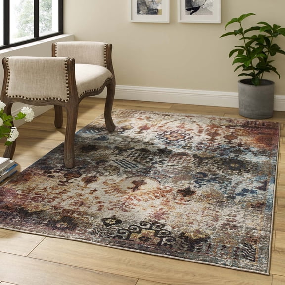 Success Tahira Transitional Distressed Vintage Floral Moroccan Trellis 4x6 Area Rug in Multicolored