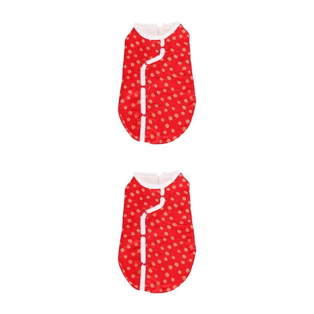 Methold Ropa para mascotas Traje Tang para mantener abrigado Estilo chino tradicional Ropa para mascotas con botón Disfraces de animales rojo XXL 2piezas