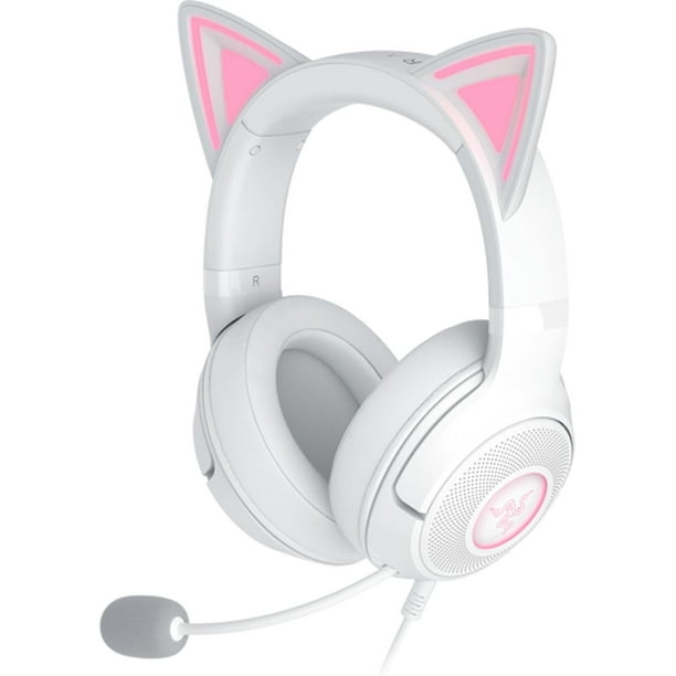 Audífonos Gamer RGB Razer Kraken Kitty V2 Orejas de Gatito Blanco