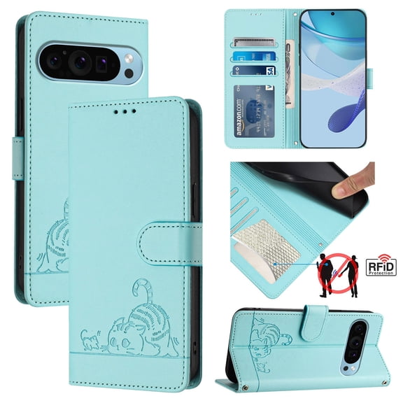 PU Leather Wallet Case For Google Pixel 9 Pro XL With Magnetic Bumper Shockproof Stand Phone Case