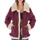 thumbnail image 1 of Gibobby chaquetas de ligera Y atlético Abrigo de chaqueta con cuello levantado de lana informal y cálido para mujer para las temporadas de otoño e invierno (Rojo, M), 1 of 4
