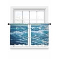 thumbnail image 6 of Blue Teal Coastal Sheer Curtains for Living Room Bedroom Sea Nautical Ocean Waves Summer Beach Sheer Curtains 54 Inch Long 2 Panels Set Light Filtering Curtain Window Treatments Drapes, 6 of 6