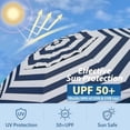 thumbnail image 5 of Shade Umbrella, Premium Portable Umbrella with Stand, 6.5ft Lightweight Free Standing Canopy for Sporting Games, Adjustable Instant Sun Protection and Easy to Carry, Stripe Blue, 5 of 6