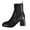 Black, variant on Chunky Block High Heels Square Toe Dress Boots for Women Ladies Fashion Casual Leather Knit Patchwork Slip on Chelsea Dressy Ankle Booties