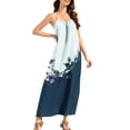 thumbnail image 4 of Nmnitkp Beach Dresses for Women Sleeveless Spaghetti Strap Backless Floral Print Maxi Dress, Casual Loose Fit Summer Beach Vacation Loungewear with Tie Back Boho Dresses Navy,3XL, 4 of 9