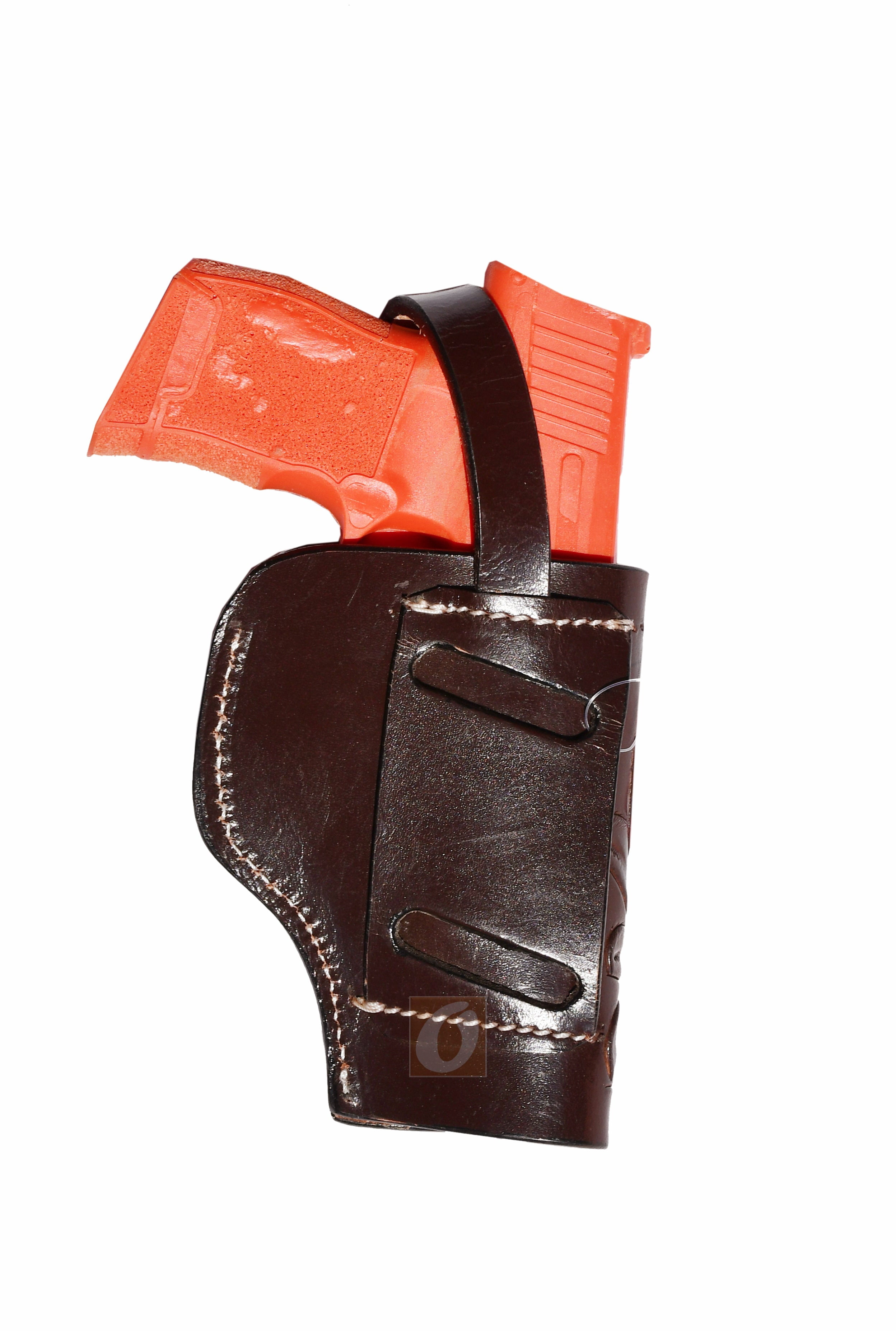 Leather Glock Holster G17 G19 Pistol Western Floral Tooled Brown - Left Hand