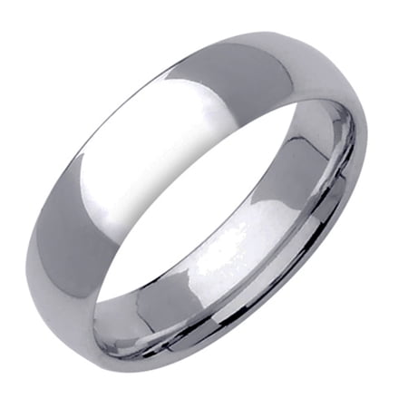 Gemini Dome Comfort Fit Silver Color Solid Titanium Couple Anniversary Wedding Ring Width 6mm US Size 12 Valentine's Day Gift