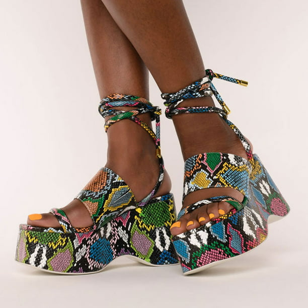 Erocalli Womens Chunky Platform Wedges Sandals Heels High Heeled Shoes ...