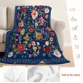 thumbnail image 5 of Navy Blue Flowers Blanket Soft Cozy Warm Throw Blanket for Couch, Plush Fuzzy Flannel Fleece Blankets for Sofa, Spring Vintage Floral Leaves Farmhouse Bed Blankets Lightweight Gifts for Men, 50"x60", 5 of 9