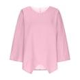 thumbnail image 4 of Yuyuzo Womens Fall Tops V Neck Long Sleeve Irregular Hem Solid Color Basic Pullover Top Tees Blouse Tshirts, 4 of 6