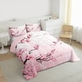 thumbnail image 3 of Manfei Chic Flowers Sakura 3 Pieces Queen Comforter Set for Teens Adults,Cherry Blossoms Ultra Soft Bedding Sets,Japanese Style Bedding Comforter Set Breathable,Super Cozy Room Decor,Reversible, 3 of 8