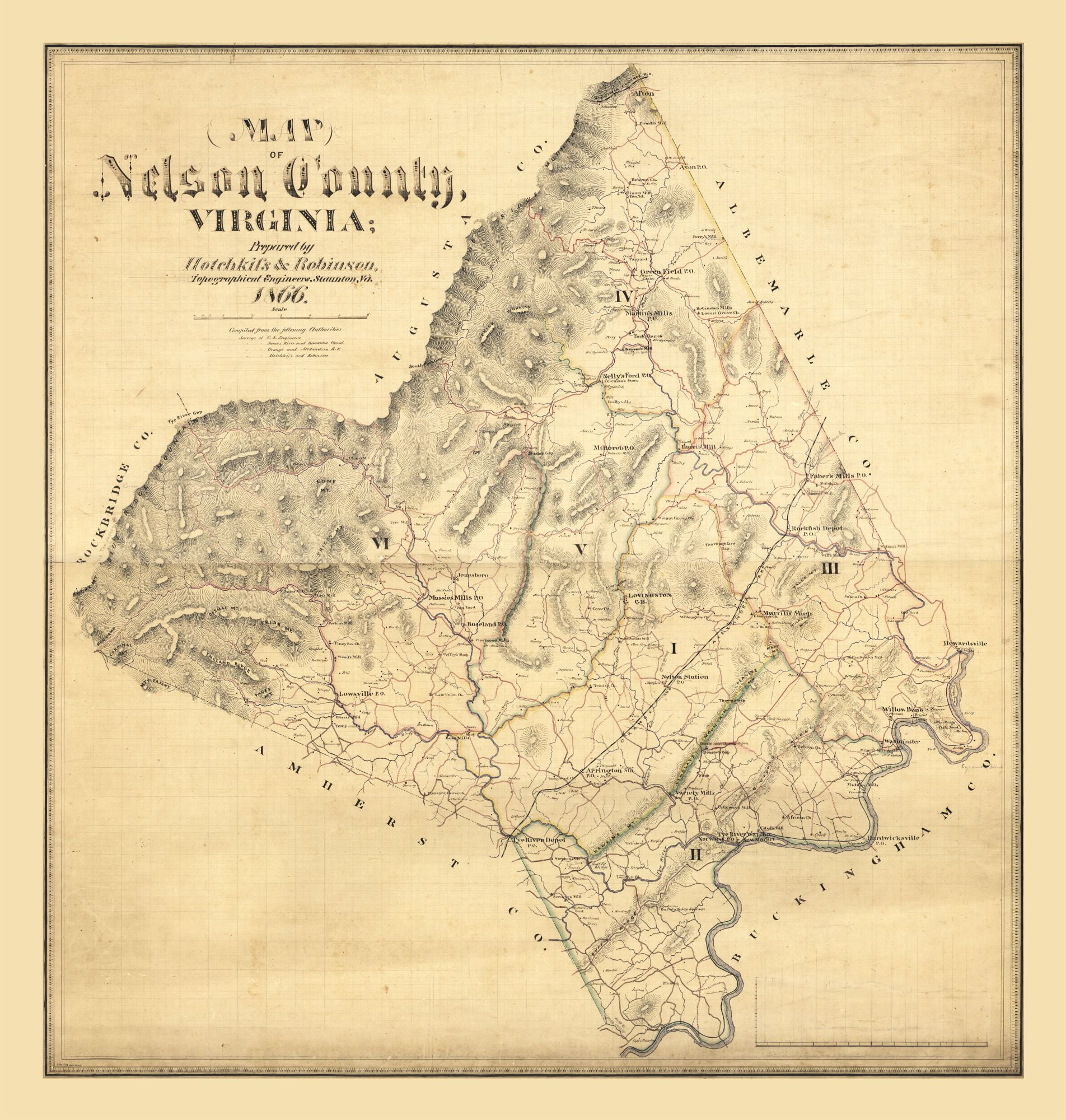 Nelson County Virginia - Hotchkiss 1866 - 23.00 x 24.15 - Matte Art ...
