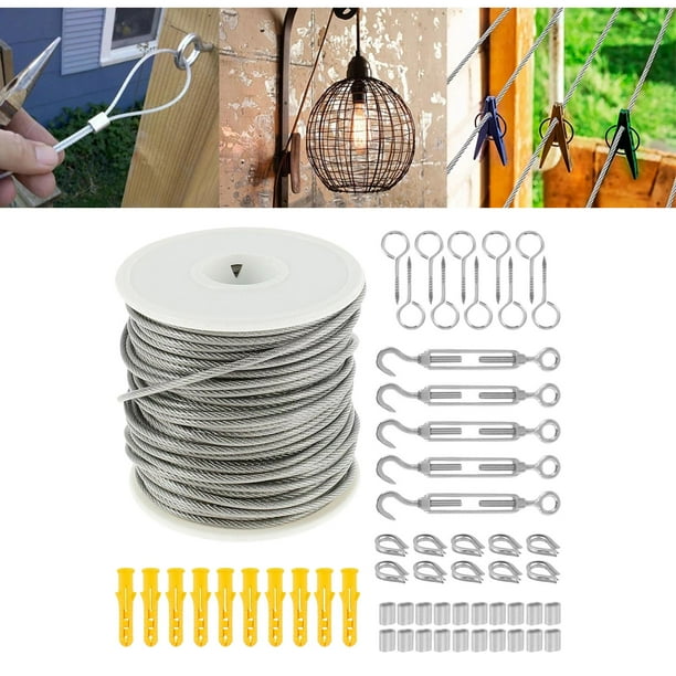 Kit de suspensión de Cable de 30M, multipropósito, duradero, resistente, resistente, portátil, profesional, Cable de PVC, Kit de cuerda de alambre CUTICAT kits de cuerda de alambre