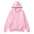 thumbnail image 6 of Men Full Zip Up Hoodie Sweatshirt Long Sleeve Drawstring Hood With Kangaroo Pocket Soft Fleece Casual Workout Streetwear Hooded Jacket Tops Pink XL, 6 of 6