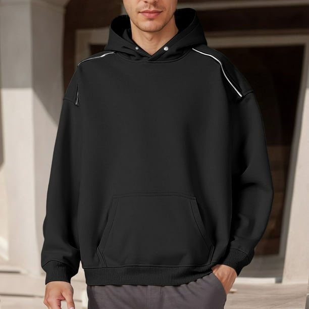 MHFRRA Sudadera con Capucha Informal con Panel de Cremallera En El Hombro y Llegada de Otoño/Invierno para Negro
