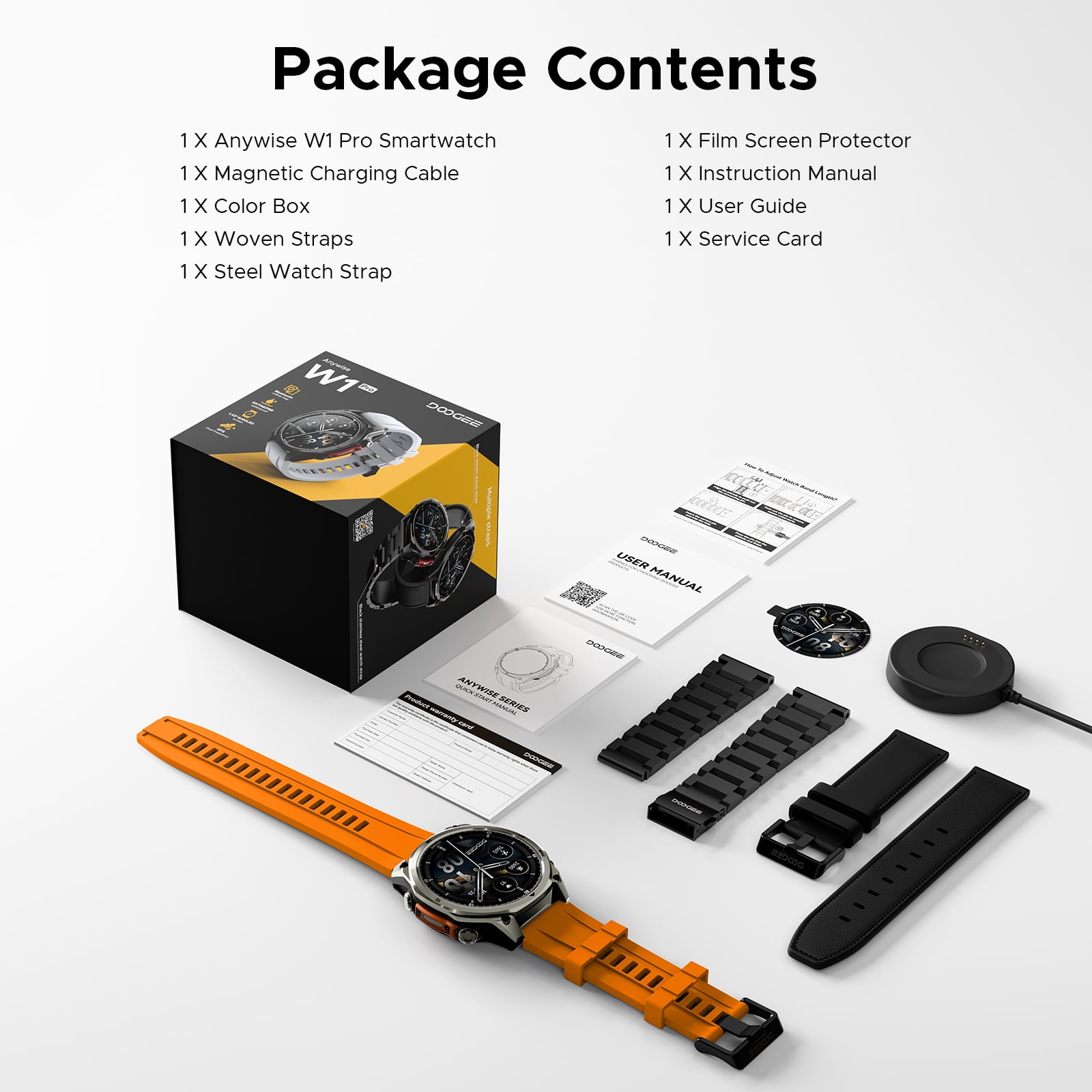 DOOGEE Anywise W1 Pro Mens Smart Watch, 5ATM Dual-Band GPS Offline Maps,1.43" Fitness Smartwatches for Android Phone/iPhone Compatible,170+ Sports Modes, Answer/Make Calls/12 Days Battery/2 Strap