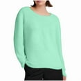thumbnail image 4 of Aobny Fleece Tee Shirts Womens Green Flannel Long Sleeve Crew Neck Tees Plus 70s Tops for Women,XXXL, 4 of 5