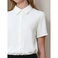 thumbnail image 4 of DARING DIVA Button Down Collared Short Sleeve Leotard Shirt Top S White, 4 of 6