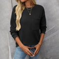 thumbnail image 5 of Tshirts Shirts for Women Women's Fashion Casual Basic Crewneck Long Sleeve Solid Color Tops, 5 of 6