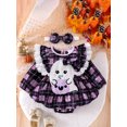 thumbnail image 3 of Michellecmm  Girls Romper Dress Pumpkin Ghost Embroidery Romper with Headband, 3 of 9