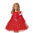 thumbnail image 2 of Mercatoo Toddler Girls Christmas Dress 2 Piece Bows Sequin Fleece Shoulders Tulle Layered Skirt Headband Kids Holiday Dresses, 2 of 9