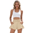 thumbnail image 6 of Athletic Shorts for Women Summer High Waisted Boho Ruffle Shorts with Pockets Quick Dry Running Gym Flowy Short, XL, 6 of 7