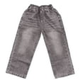 thumbnail image 4 of UACY Baggy Jeans Boys Y2K Straight Wide Leg Denim Pants Elastic Waist Loose Trousers with Pockets Streetwear Vintage Jeans (Coffee, 11-12 Years), 4 of 5