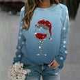 thumbnail image 2 of VJATTWR Mes Articles Chandail en Molleton de Noël pour Femmes Automne et Hiver Flocon de Neige Rouge Verre Dégradé Imprimé Col Rond Épaule Manches Longues Décontracté Sport Chandail en Molleton Get it Fast, 2 of 4