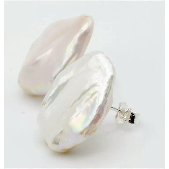 EOEMY Women'S Pearl Earrings Oversized Pearls, White Natural Baroque Pearls 925 Silver