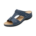 thumbnail image 3 of Domuza Orthopedic Sandals for Women Summer Peep Toe Strap Wedge Sandals Lightweight Casual comfort Hollow Out Slip On Walking Shoes Blue 8.5（EU-41）, 3 of 6