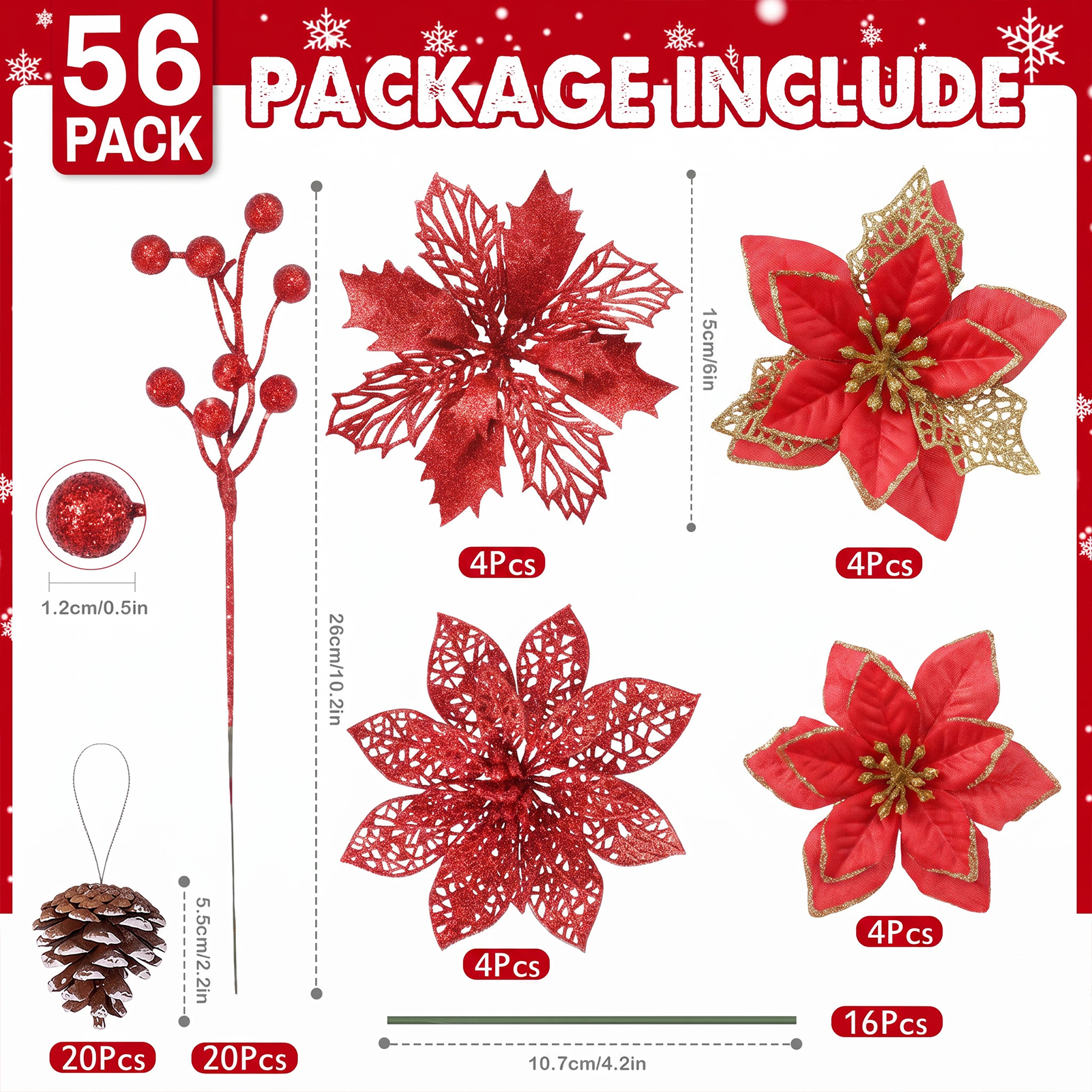 Ayieyill 56-Piece Christmas Ornament Decoration Set photo 2
