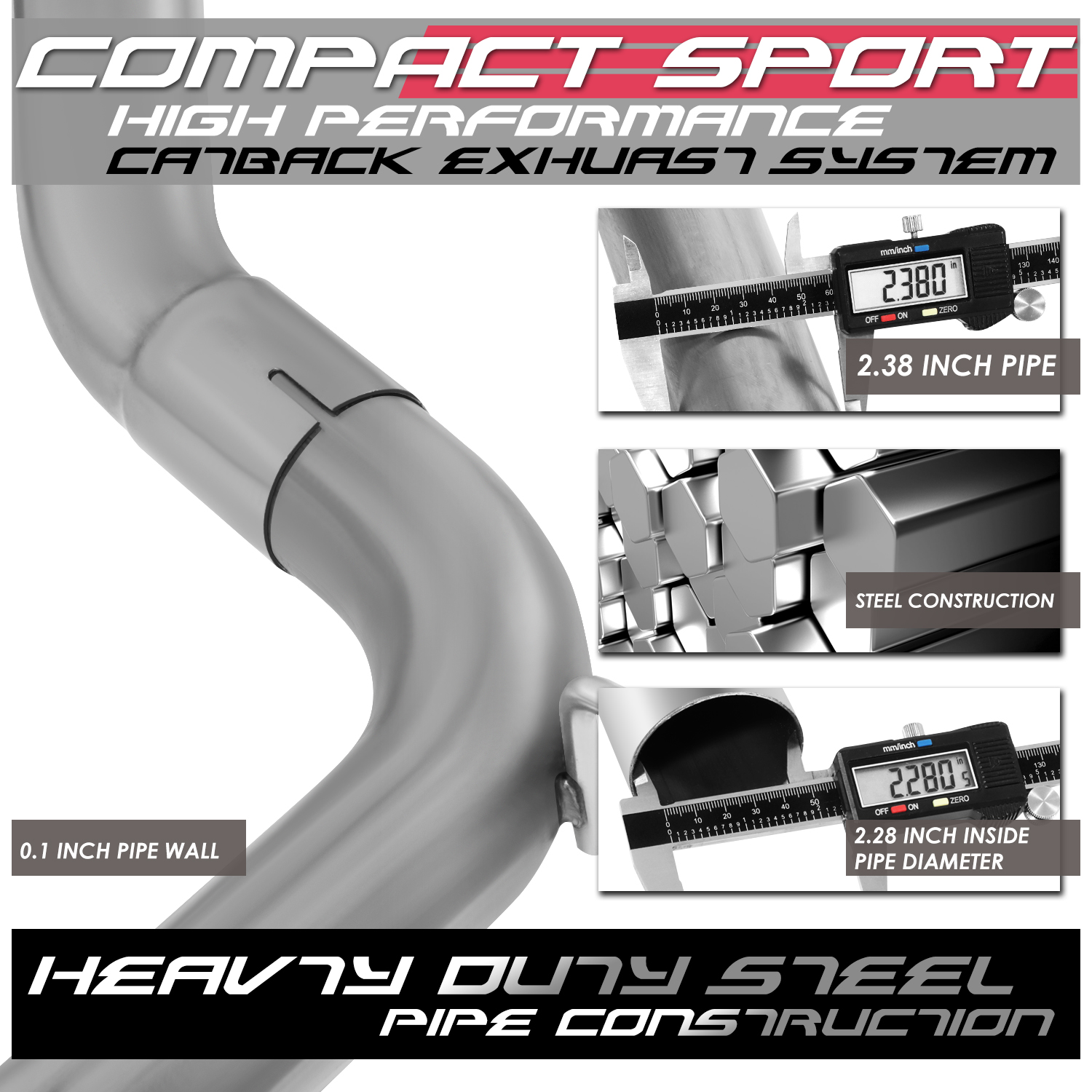DNA Motoring For 01-06 Chrysler PT Cruiser 2.4L Performance Cat-Back Exhaust Muffler w/Removable Silencer