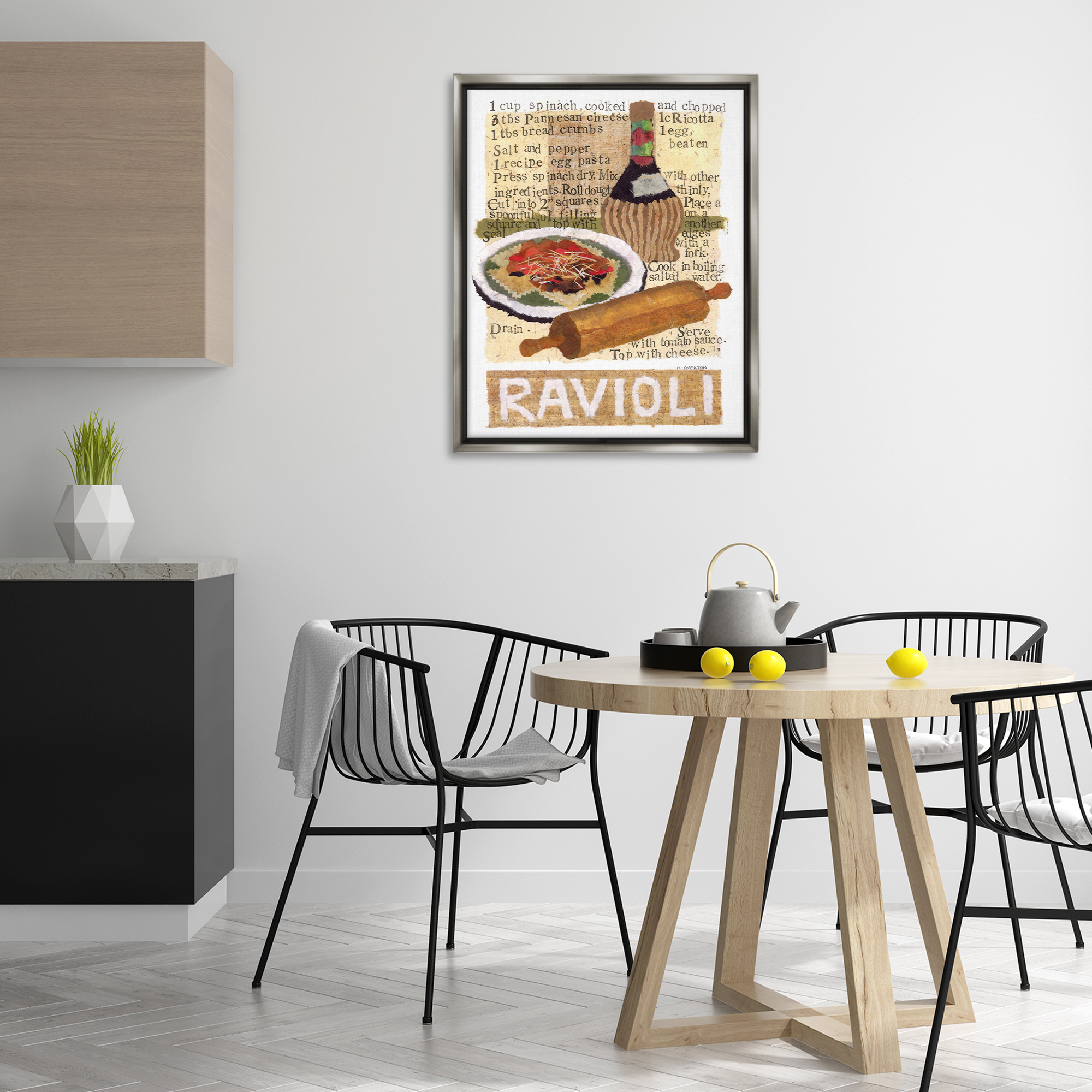 Stupell Industries Vintage Ravioli Recipe Food & Beverage Painting Gray Floater Framed Art Print Wall Art, 25 x 31