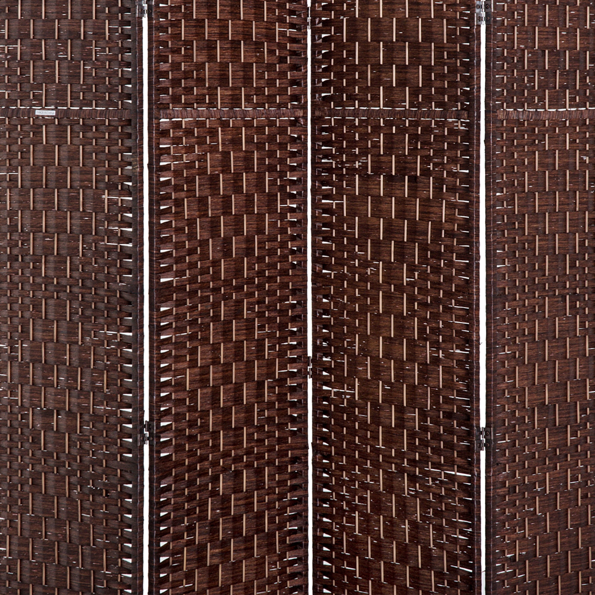 Royard Oaktree 4 Panel Folding Room Divider, 6' Tall Portable Privacy Screens, Wicker Weave Divider with Wood Frame, Freestanding Partition Wall Dividers for Home Office Bedroom, Brown