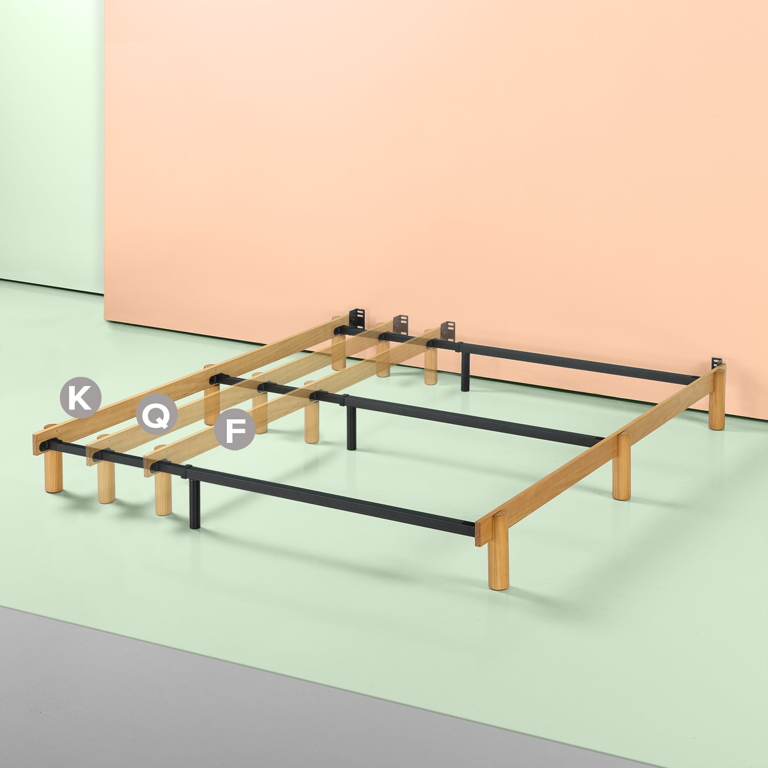 Zinus Austin Adjustable Wood And Metal Compack Bed Frame With Wood And Metal Compack Bed Frame