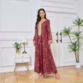 thumbnail image 3 of robe Femme Col en V Ajustée Tissu Estampé à Chaud robe Haut de Gamme (Rouge,m), 3 of 5