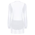 thumbnail image 4 of Hansber Women's Long Sleeve Tassels Latin Dance Dress Fringe Leotard Shiny Rhinestones Tango Jazz Dancewear White S, 4 of 5