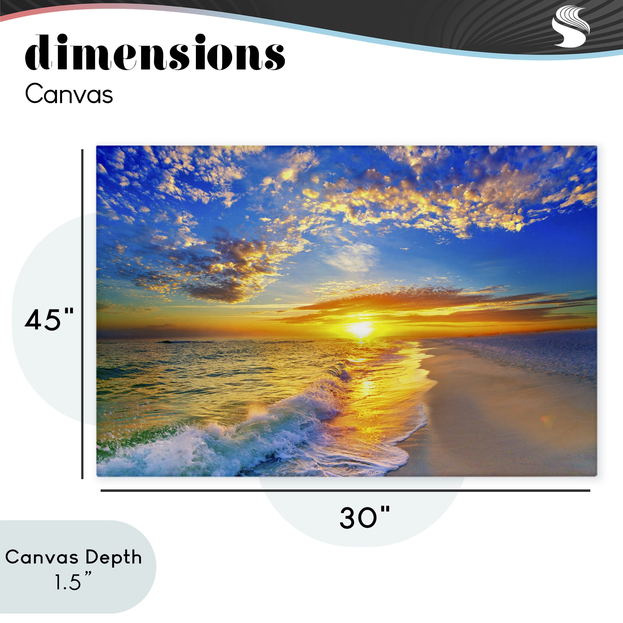 Stupell Industries Golden Sunset Beach Blue Sky Canvas Wall Art, design by Eszra Tanner