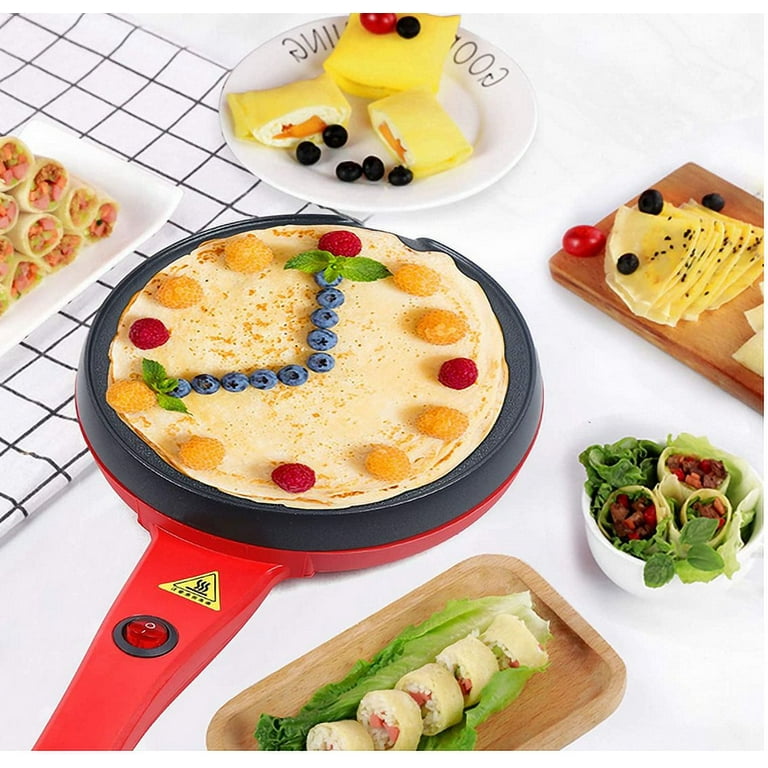 Instant Crepe Maker, Electric Crepe Maker, Nonstick Coating & Automatic  Temperature Control, Cooks Crepes Bacon, Roti, Tortillas & Pancakes,  Includes