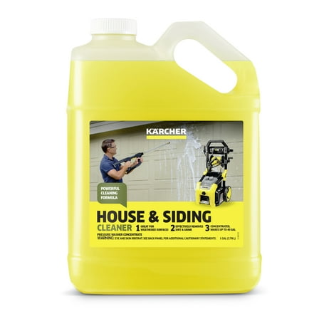 Kärcher House & Siding Cleaner, Removes Dirt, Grime, Algae, and Mold, Highly Concentrated, Makes up to 40 gal of Cleaner, Readily biodegradable, For Pressure Washers
