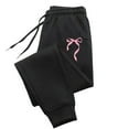 thumbnail image 4 of Sweatpants Women Bow Print Straight Leg Pants Casual High Waist Drawstring Sweatpants Loose Black L, 4 of 4
