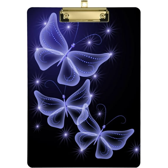 FMSHPON Butterfly Blue Clipboard Hardboard Wood Nursing Clip Board and Pull for Standard A4 Letter 13x9 inches