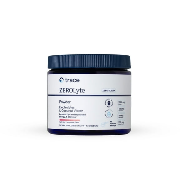 Trace Minerals ZeroLyte Canister - Sodium & Electrolyte Replenishment - Energy & Hydration Support Drink Powder - Nerve & Muscle Function Support - Salty Berry Lemonade (45 Servings)