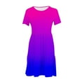 thumbnail image 3 of Women's Dress Ndbuld Women's Summer Casual Short Sleeve T Shirt Dress Tiered Mini Dresses With Pockets Summer Clearance Hot Pink XL, 3 of 4
