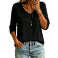 thumbnail image 6 of Women's Versatile Color V Neck 3/4 Sleeve Loose T Shirt Top, 6 of 6