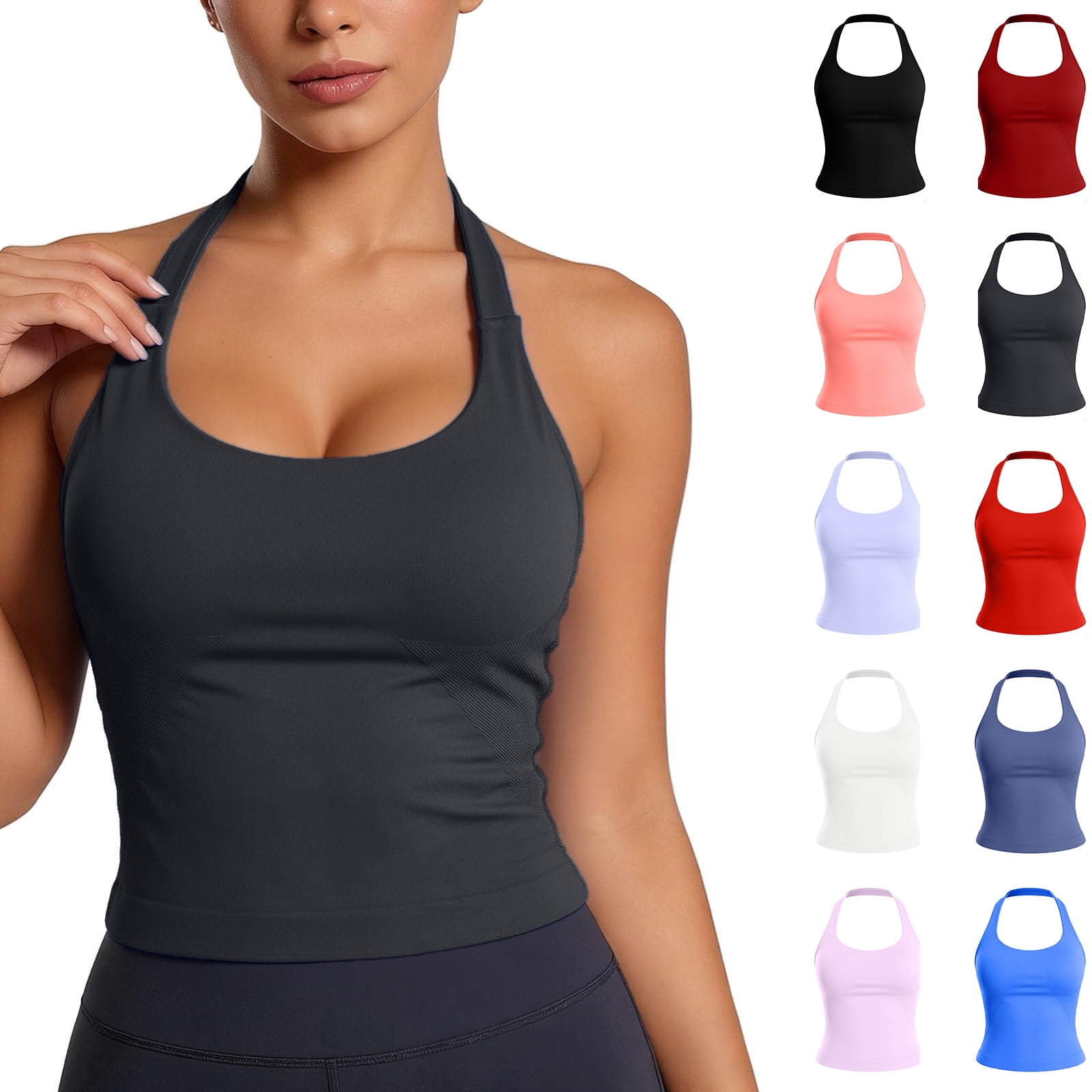 XINXIAOO Seamless Yoga Tank Top Women s Built-In Bra High Neck Workout Camisole Gym Activewear Size XS