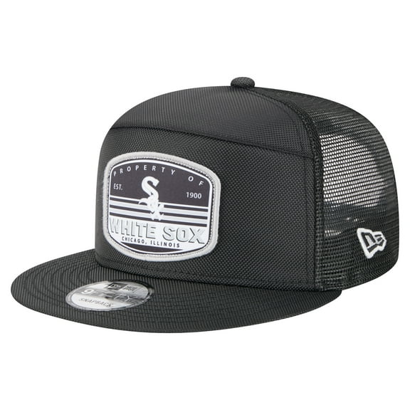 Men's-New Era  Black Chicago White Sox Split Panel 9FIFTY Trucker Snapback